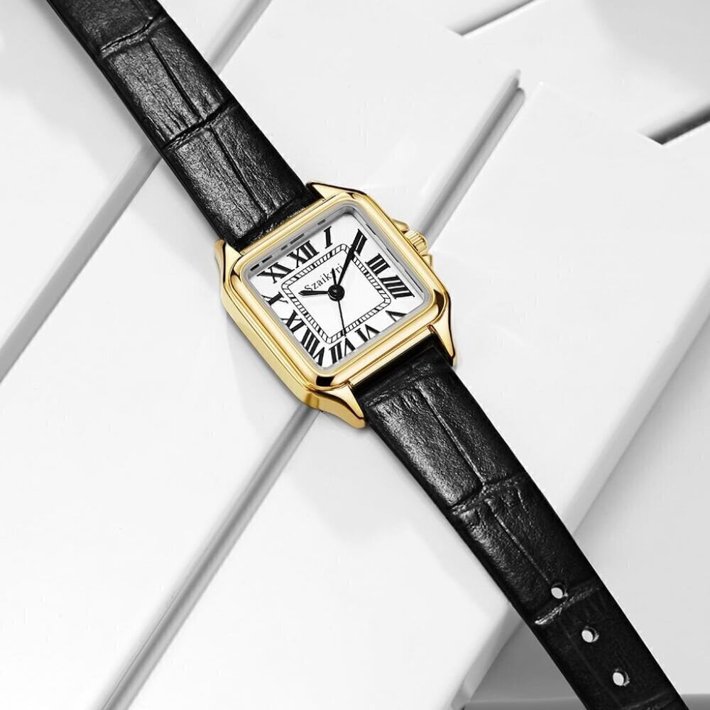 🆕Women Gold Classic Square Watches with Roman Numeral Ladies Casual Dress Watch - Picture 7 of 9